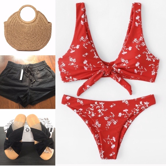 Super Sexy Red floral knotted bikini - Picture 2 of 2